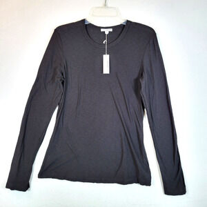 James Perse Womens Jersey Lightweight Long Sleeve Top Size 4 Black Minimalist